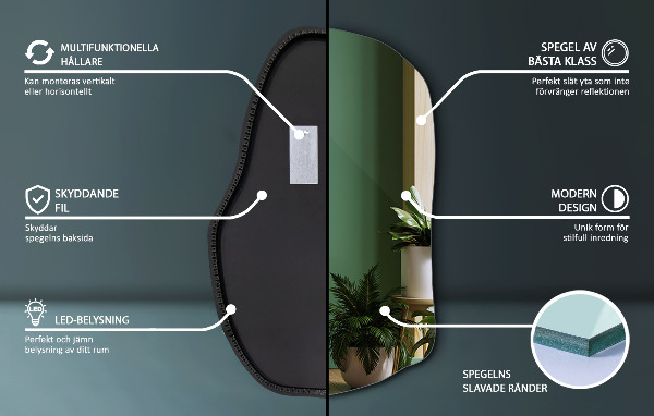 Espejo con forma original led moderno 80x52 cm