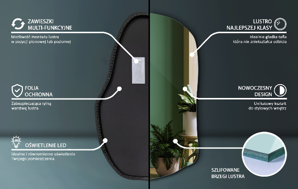 Espejo original con luz led moda 90x59 cm