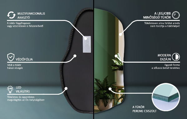 Espejo original con luz led moda 90x59 cm
