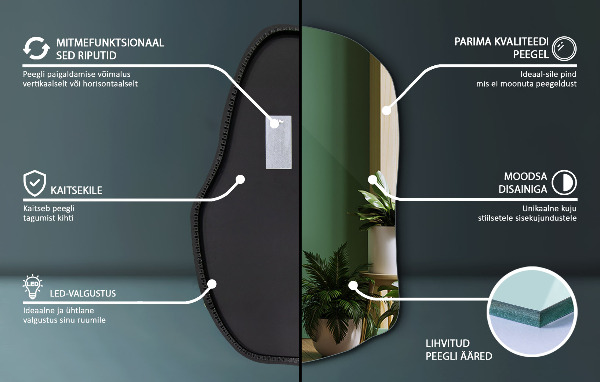 Espejo original con luz led moda 90x59 cm