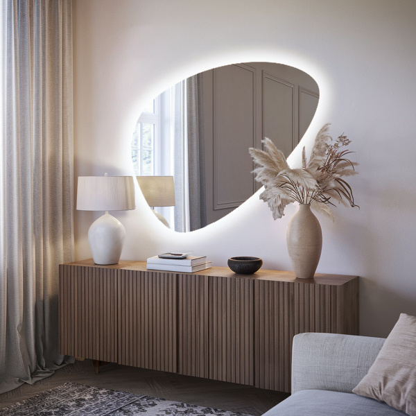 Espejo LED con forma de huevo 57x80 cm