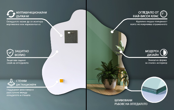 Espejo mancha irregular 58x58 cm