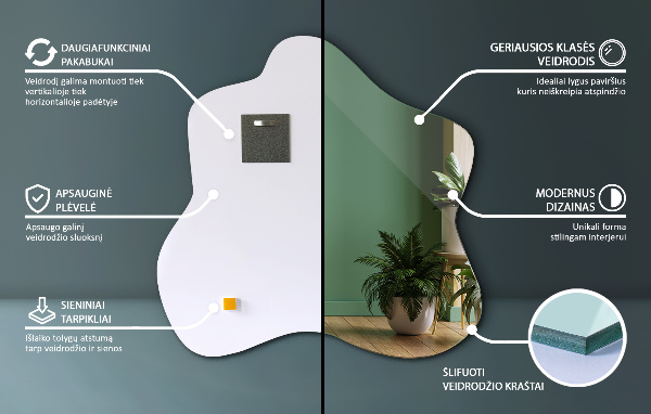 Espejo mancha irregular 68x67 cm