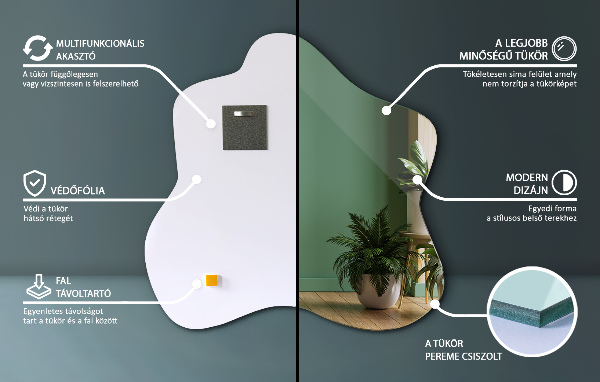 Espejo mancha irregular 68x67 cm