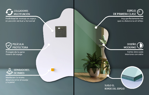 Espejo mancha irregular 77x77 cm