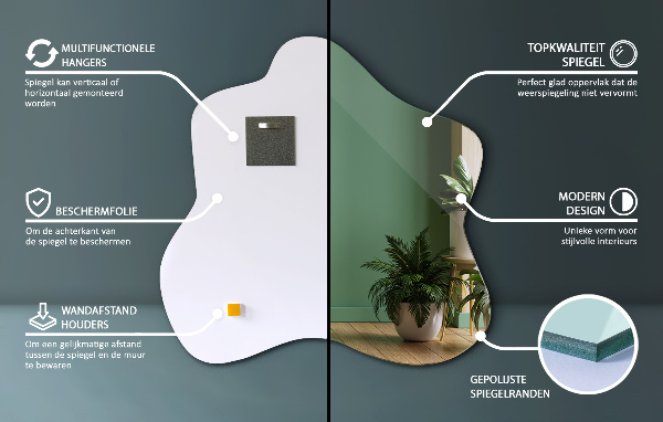 Espejo mancha irregular 77x77 cm