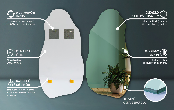 Espejo irregular decorativo para la pared 40x80