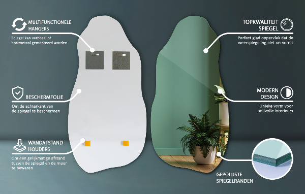 Espejo irregular decorativo para la pared 40x80