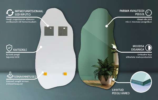 Espejo irregular decorativo para la pared 40x80