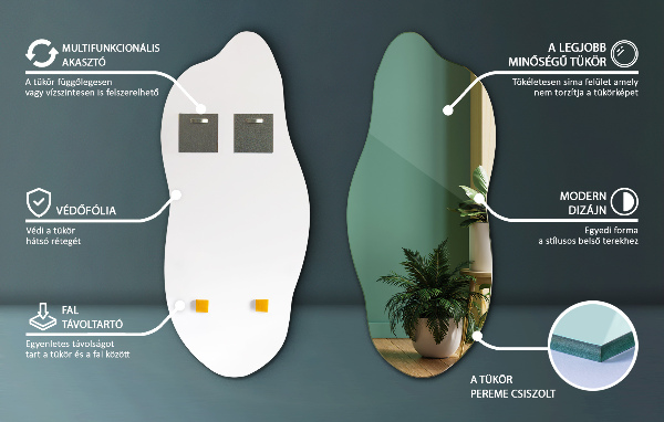 Espejo con formas decorativo para la pared 35x80 cm