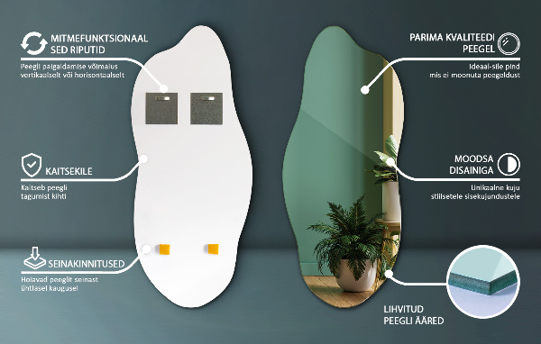 Espejo con formas decorativo para la pared 35x80 cm