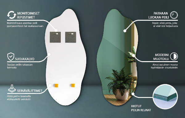 Espejo con formas decorativo para la pared 35x80 cm