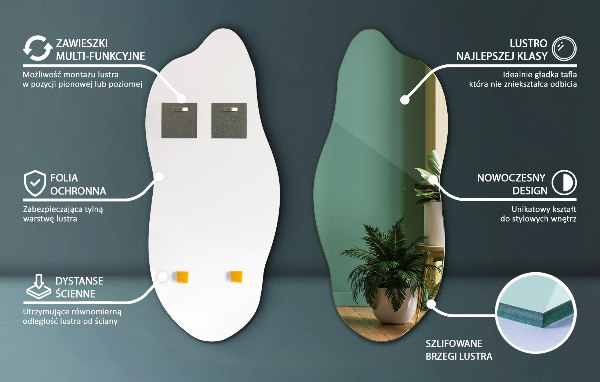 Espejo con formas decorativo para la pared 35x80 cm