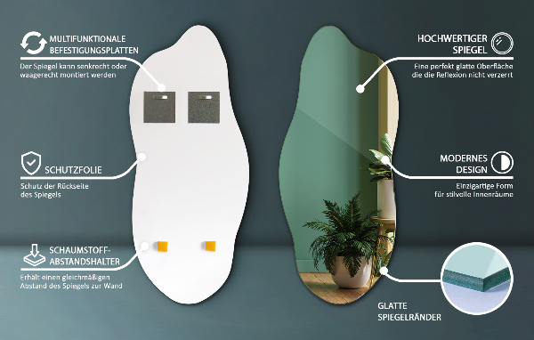 Espejo irregular sin marco 40x90 cm
