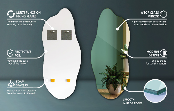 Espejo irregular sin marco 40x90 cm