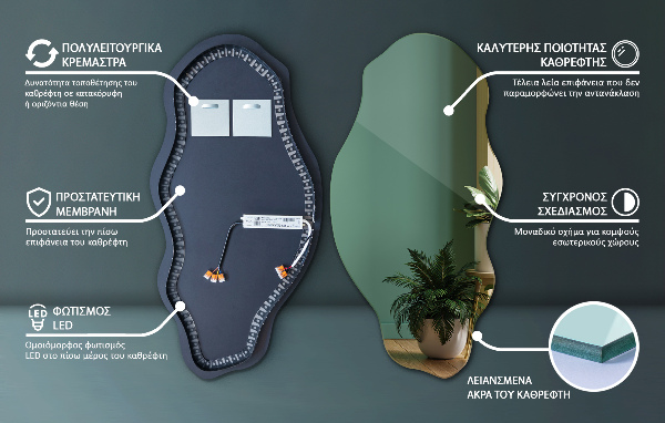 Espejo organico con luz led de moda 40x80 cm