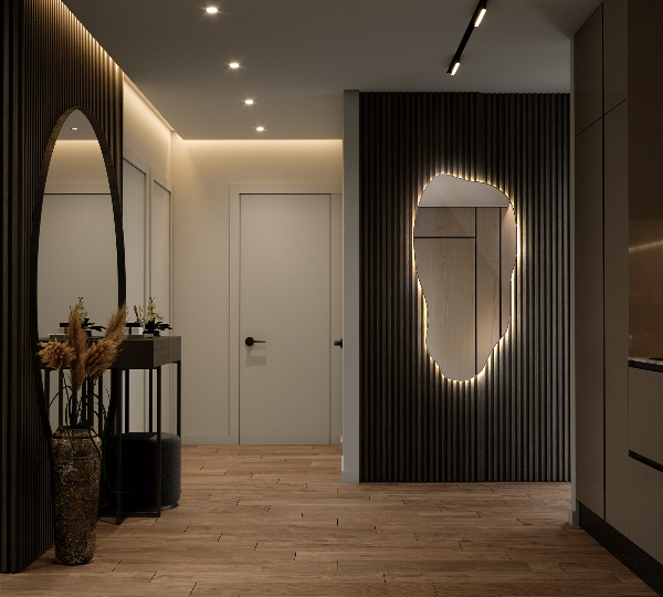 Espejo organico con luz led minimalista 45x90 cm