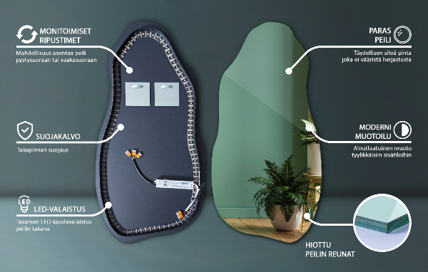 Espejo organico con luz led moderno 50x100 cm