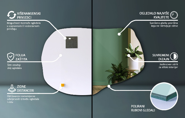 Espejo organico de estilo 90x59 cm