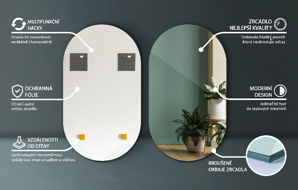 Espejo ovalado sin marco 40x70 cm