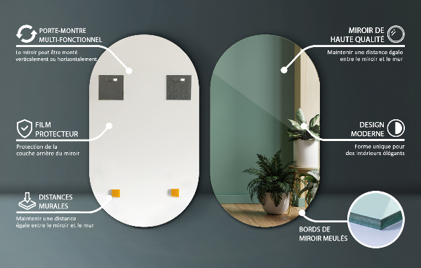 Espejo ovalado sin marco 46x80 cm