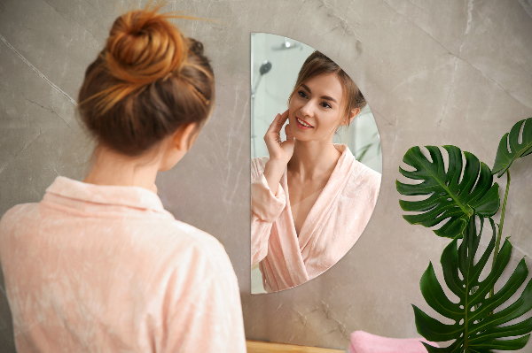 Espejo moderno semi redondo sin marco 25x50 cm