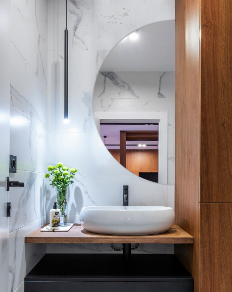 Espejo moderno semi redondo sin marco 25x50 cm