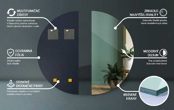 Espejo semicirculo sin marco 30x60 cm