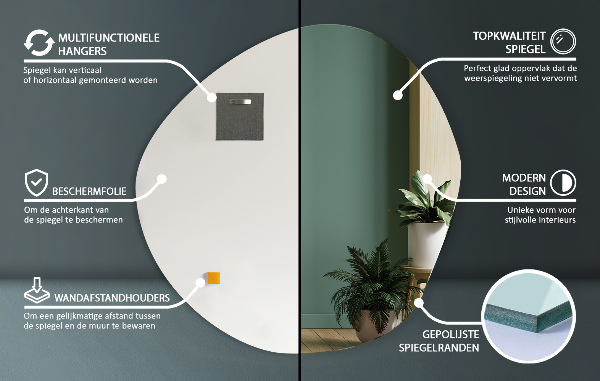 Espejo irregular para pared sin marco 48,3x47,9 cm