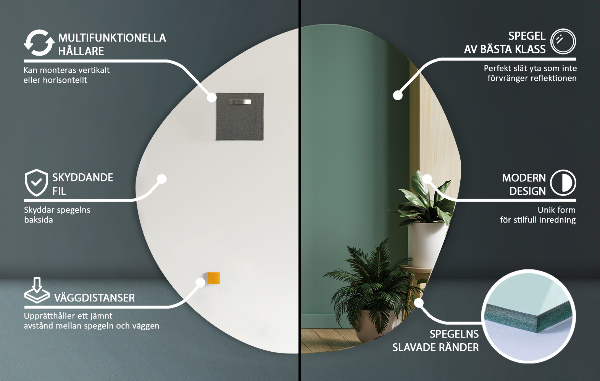 Espejo decorativo irregular sin marco 58x57,5 cm