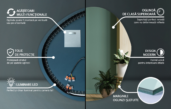 Espejo led con formas 48x48 cm