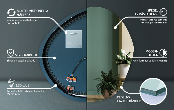 Espejo led con formas 48x48 cm