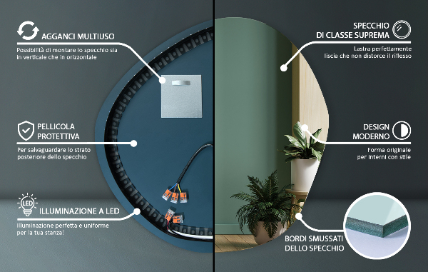Espejo led con formas 87x86 cm