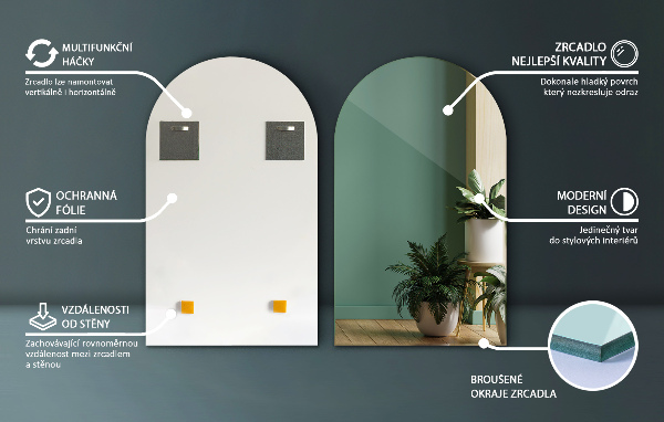 Espejo con forma original arqueado 50x90 cm