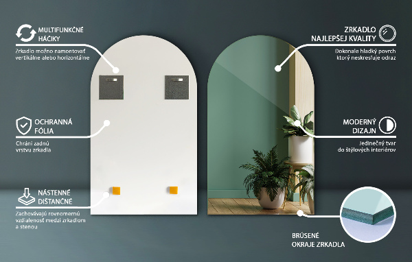 Espejo con forma original arqueado 50x90 cm