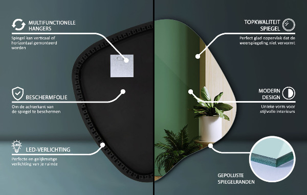 Espejo original con luz led 59x58 cm