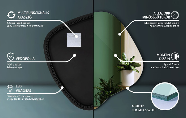 Espejo original con luz led 59x58 cm