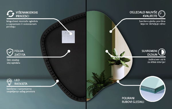 Espejo original con luz led 59x58 cm