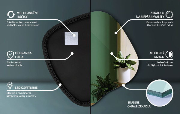 Espejo original con luz led 77x77 cm