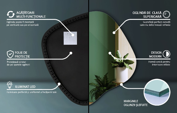 Espejo original con luz led 77x77 cm