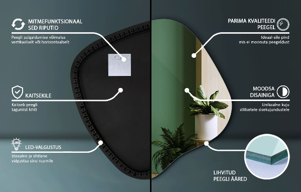 Espejo original con luz led 77x77 cm