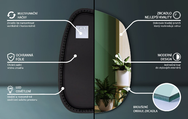 Espejo led con formas 49x34 cm