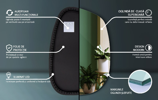 Espejo led con formas 49x34 cm