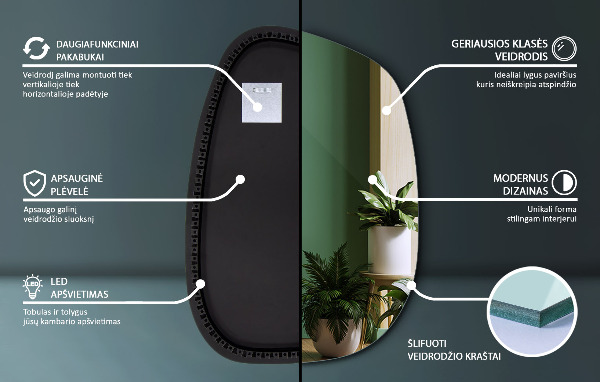 Espejo led con formas 49x34 cm