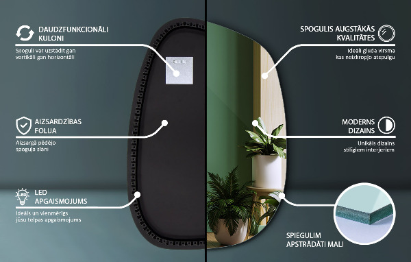 Espejo led con formas 49x34 cm
