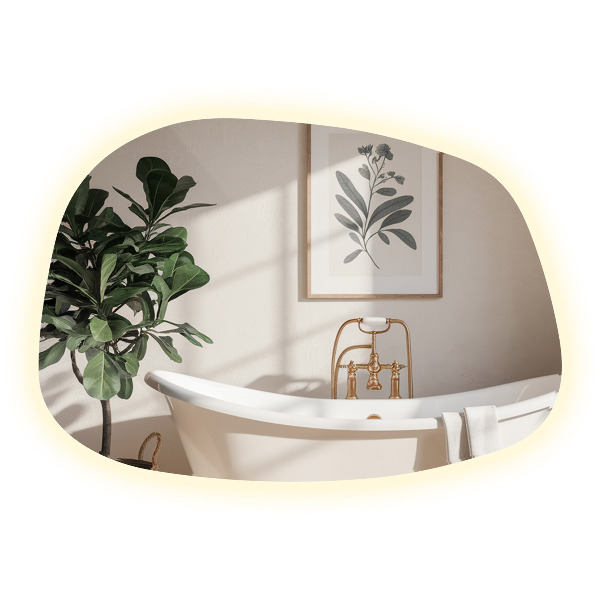 Espejo irregular con luz 55x38 cm