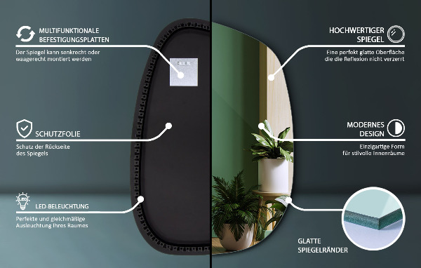 Espejo con forma original led 68x47 cm