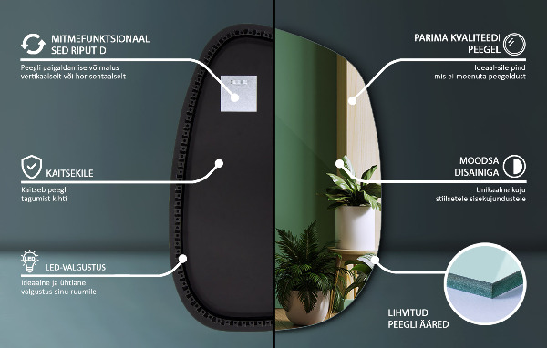 Espejo con forma original led 68x47 cm