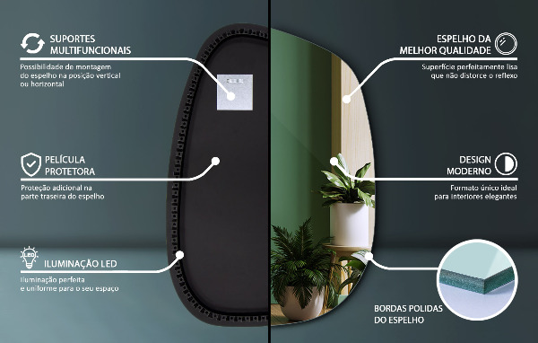 Espejo con forma original led 68x47 cm