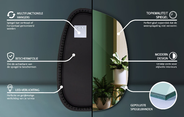 Espejo original con luz led 79x57 cm